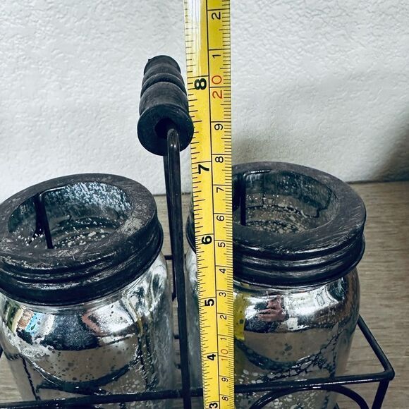 Farmhouse Metallic Mirrored Mason Jar Candle Holders Set - Picture 3 of 4